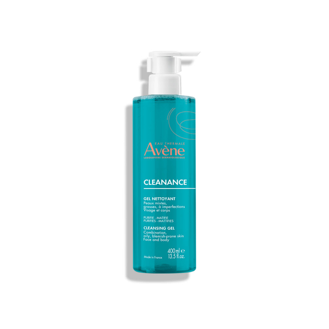 Avene Cleanance Cleansing Gel pump bottle, 400ml / 13.5 fl oz, for combination, oily, blemish-prone skin