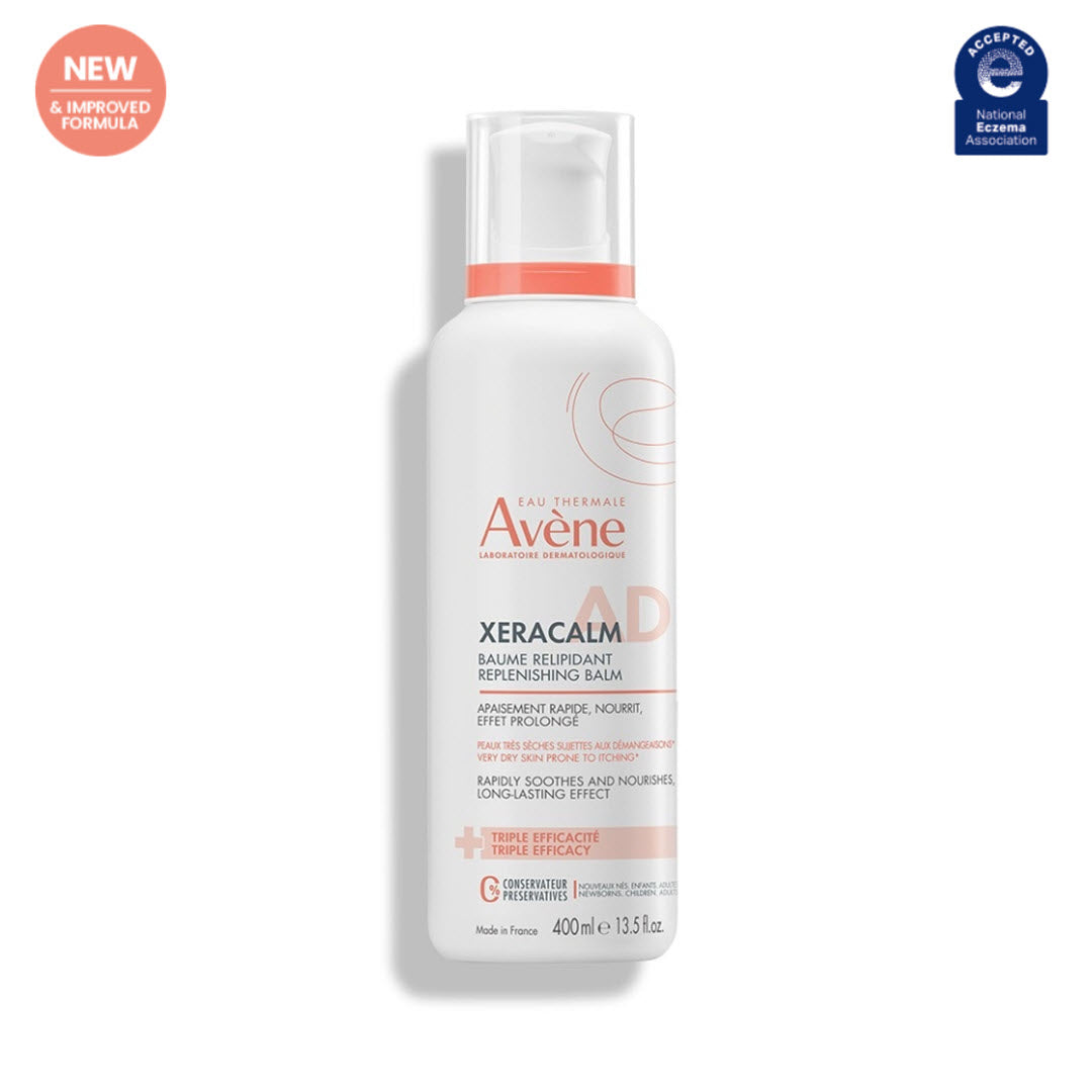 Avene XeraCalm A.D Replenishing Balm bottle, 400ml / 13.5 fl oz, National Eczema Association Accepted