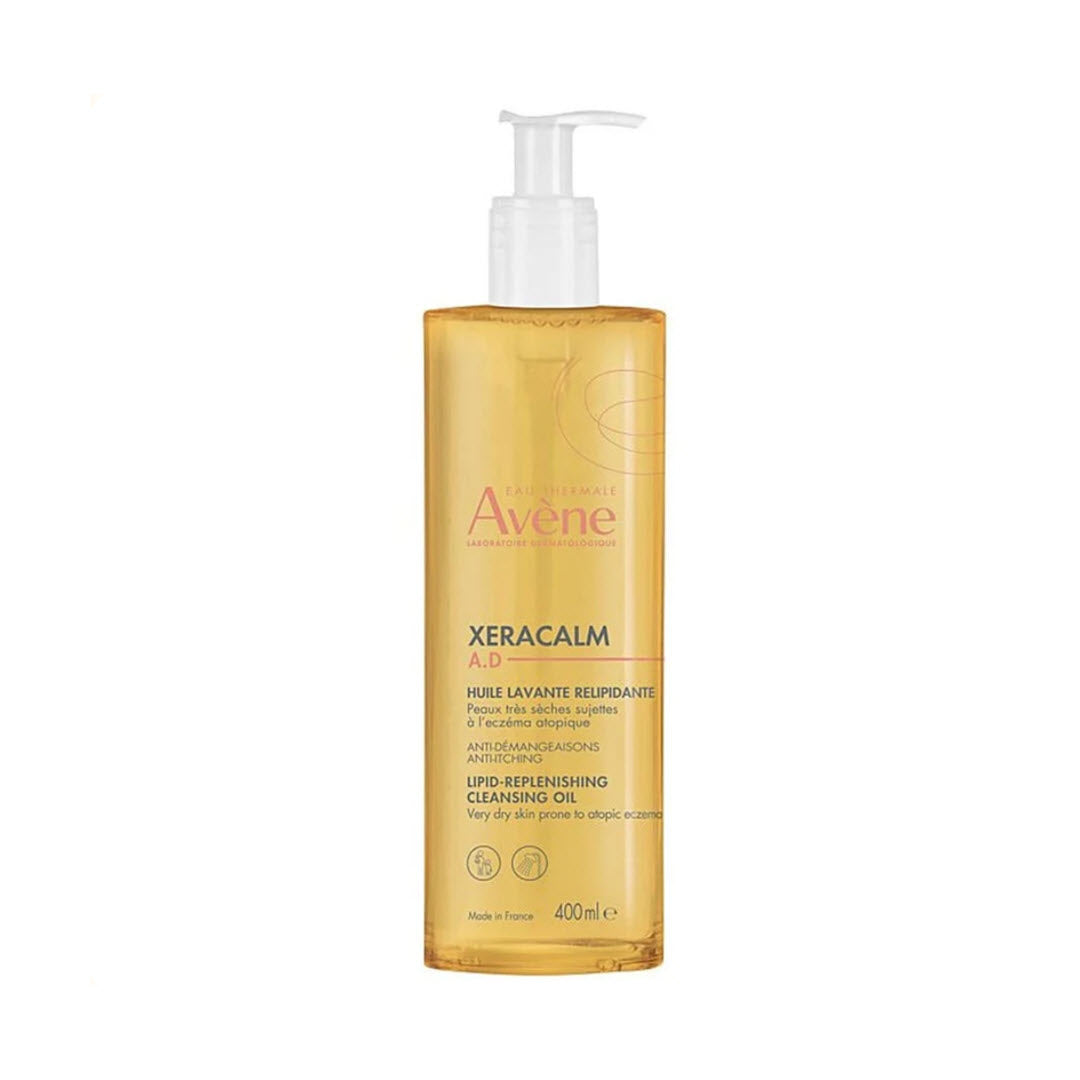 Avene XeraCalm A.D Lipid-Replenishing Cleansing Oil pump bottle, 400ml / 13.52 fl oz, for very dry skin prone to atopic eczema