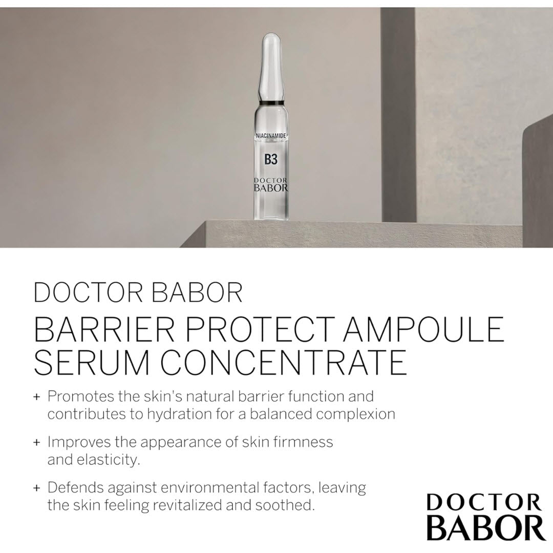 BABOR Barrier Protect Ampoule Serum Concentrate ampoule promotes skin barrier function and improves firmness and elasticity