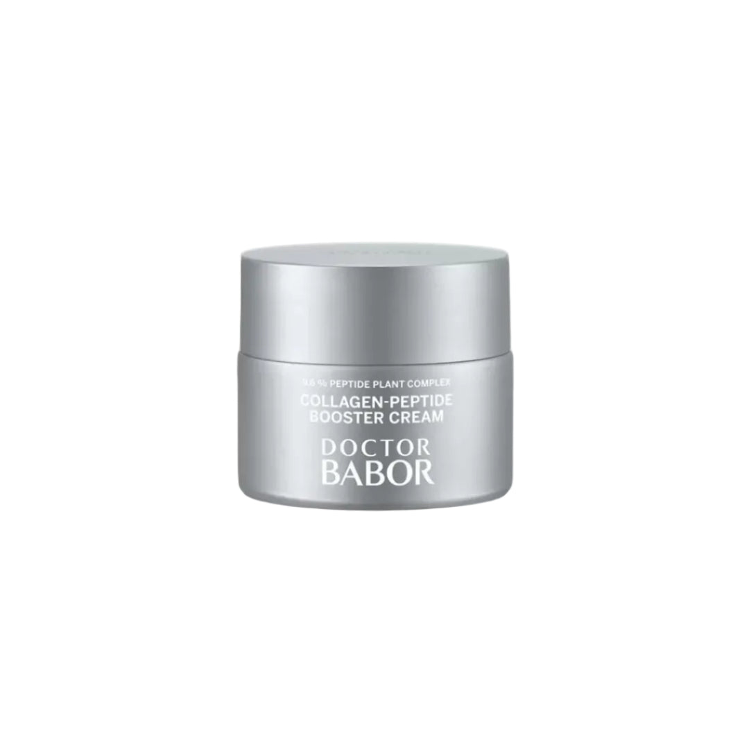 BABOR Collagen Peptide Booster Cream 1.69 fl oz silver jar with 9.6 percent peptide plant complex