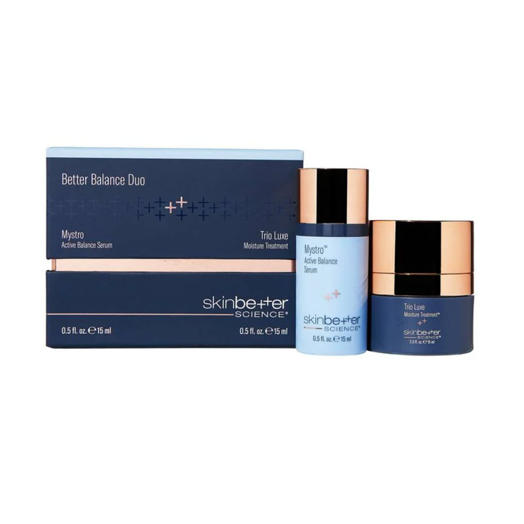 Skinbetter Science Better Balance Duo – Mystro Active Balance Serum and Trio Luxe Moisture Treatment set for hydration, redness reduction, and skin balance