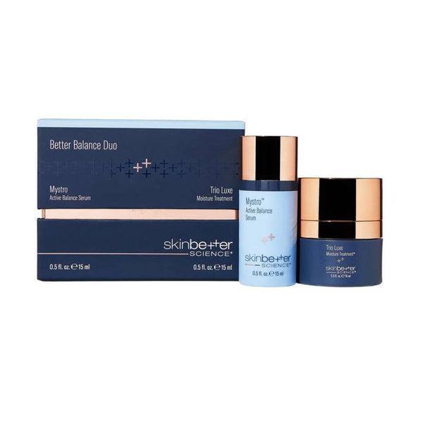 Skinbetter Science Better Balance Duo – Mystro Active Balance Serum and Trio Luxe Moisture Treatment set for hydration, redness reduction, and skin balance
