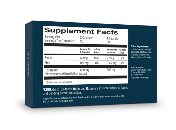 Skinbetter Science BioRewind Skin Health Supplement angled view – 60-capsule daily supplement to reduce collagen-damaging AGEs and improve skin texture and radiance