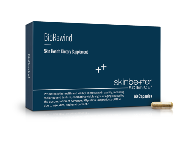 Skinbetter Science BioRewind Skin Health Dietary Supplement – anti-glycation skin supplement with CORExtract rosemary technology, biotin, and zinc for younger-looking skin