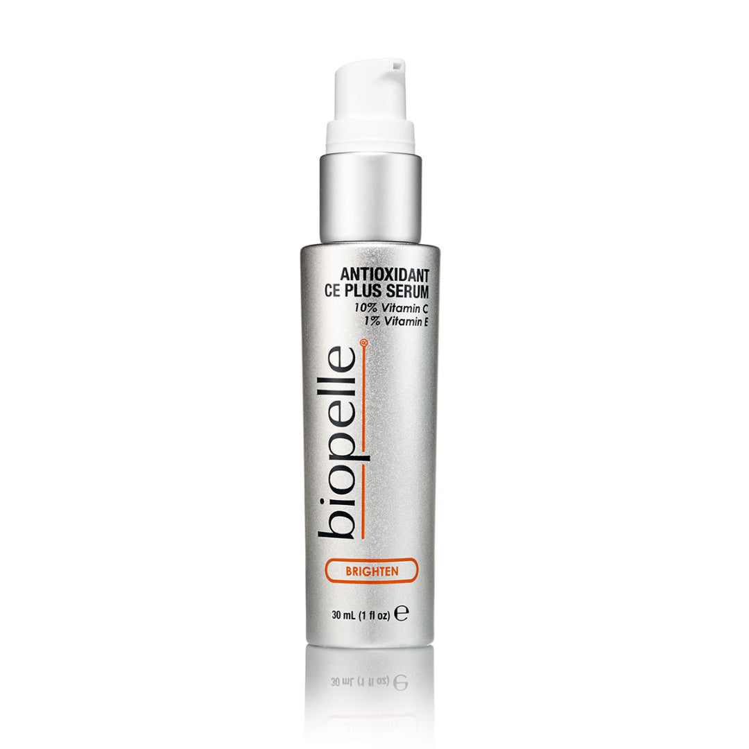 Biopelle Antioxidant CE Plus Serum 30mL with pump applicator – Brighten collection Vitamin C and E face serum for easy daily application to even skin tone and boost radiance