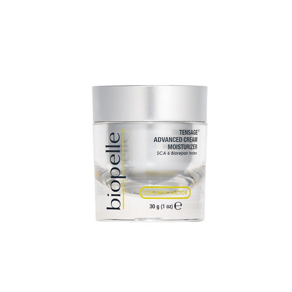 Biopelle Tensage Advanced Cream Moisturizer 1 oz 30g – growth factor moisturizer with SCA 6 Biorepair Index in clear glass jar with silver lid for firmer, youthful-looking skin