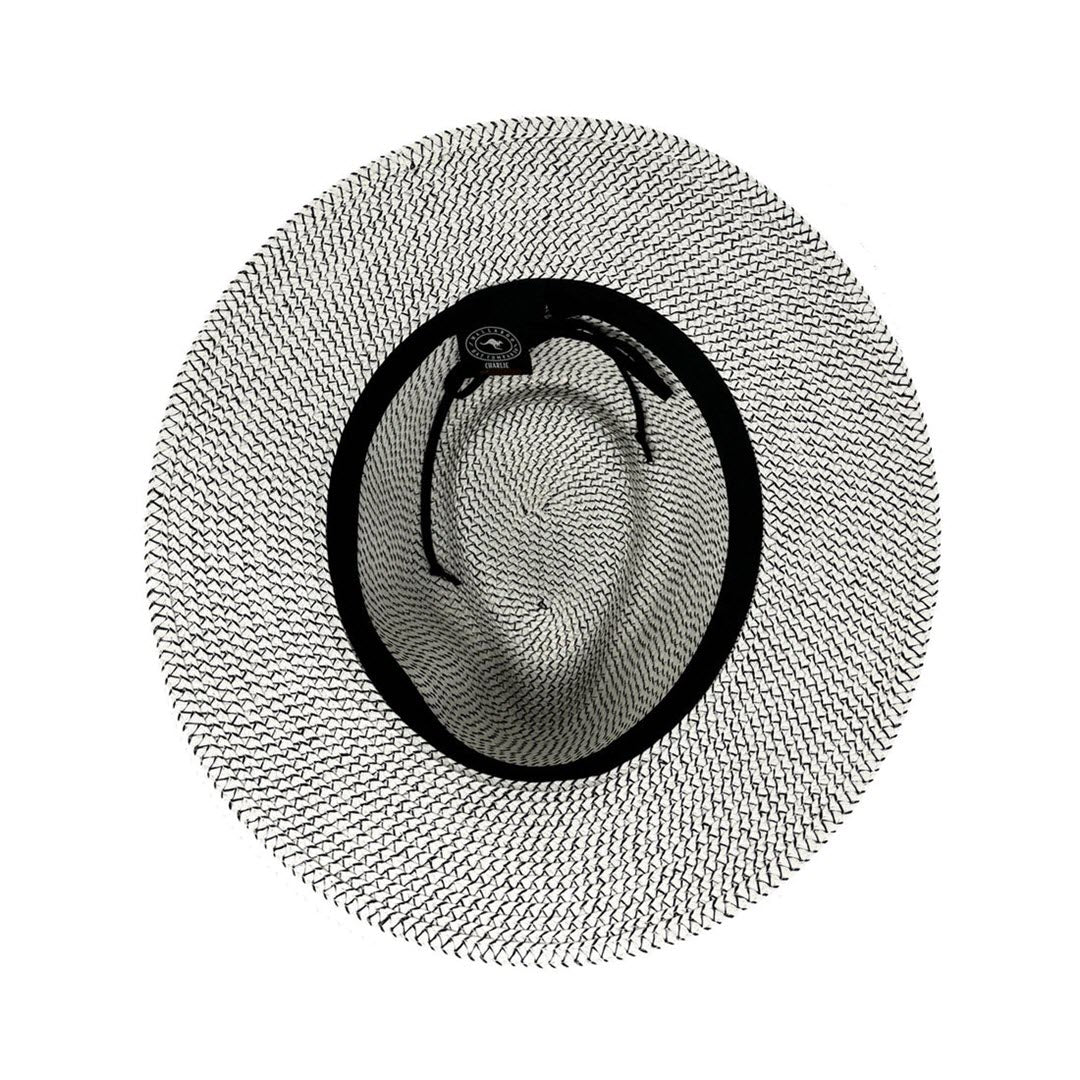 Wallaroo Hat Company® Charlie Fedora Sun Hat - Ivory/Black M (58cm)