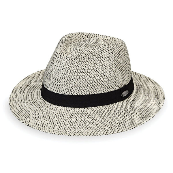 Wallaroo Hat Company® Charlie Fedora Sun Hat - Ivory/Black M (58cm)