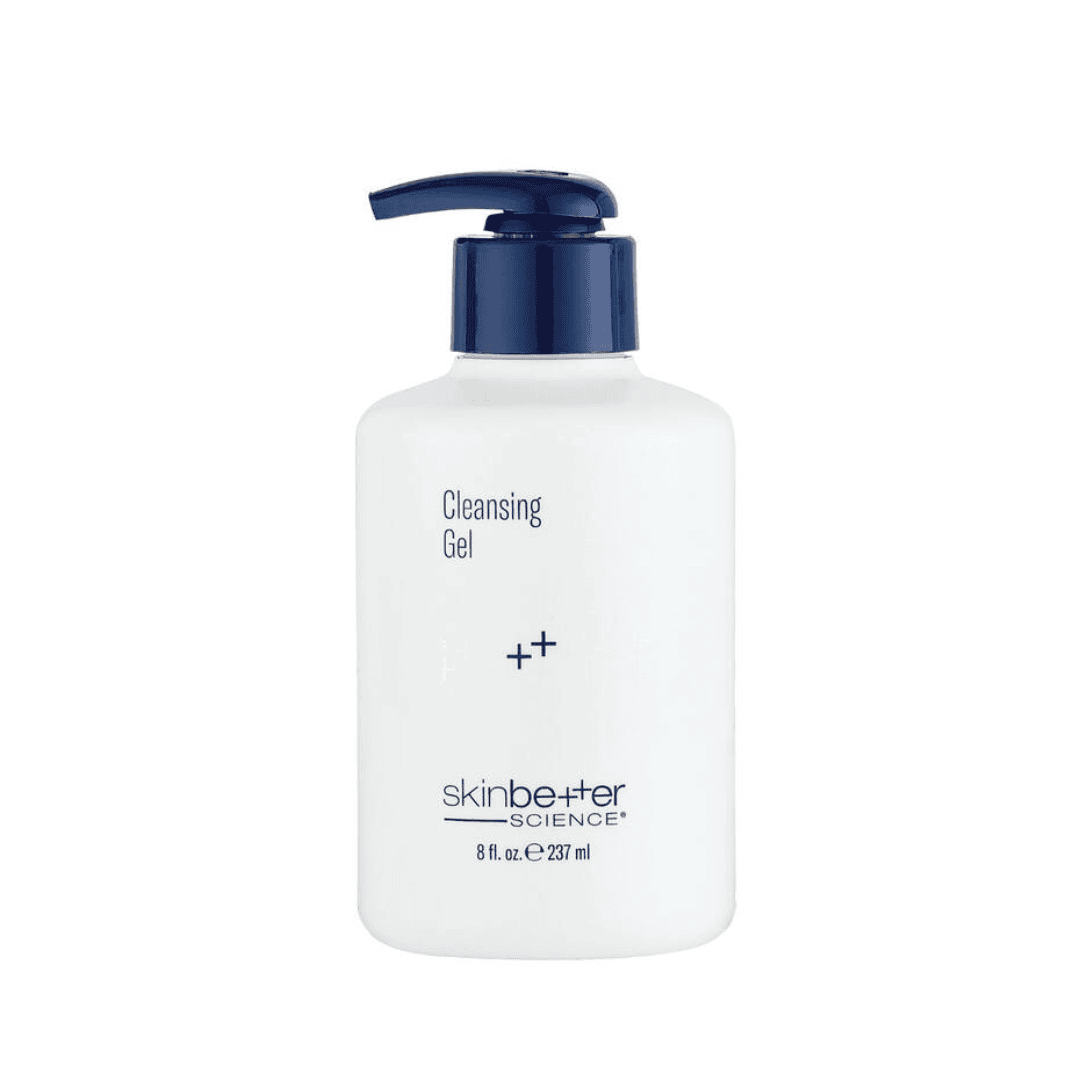 Skinbetter Science Cleansing Gel 8 fl oz 237ml pump bottle – sulfate-free foaming gel cleanser for all skin types including sensitive skin