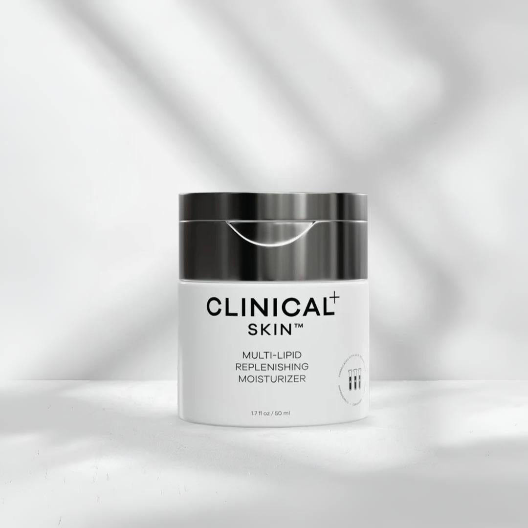 Clinical Skin Multi-Lipid Replenishing Moisturizer 1.7 fl oz 50ml – lipid-rich face moisturizer in white jar with chrome mirror lid to restore skin barrier and provide deep hydration