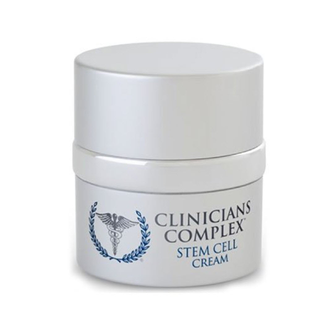 Clinicians Complex Stem Cell Cream 2oz jar with silver cap shown against a white background