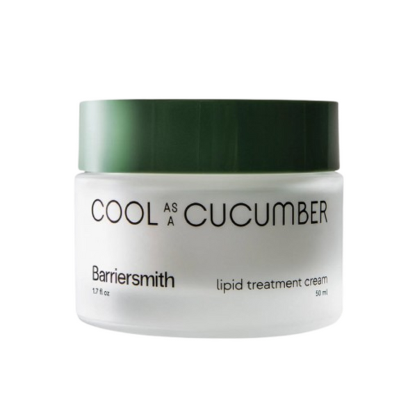 Cool As A Cucumber Barriersmith Lipid Treatment Cream 1.7 fl oz jar with green lid, shown against a white background