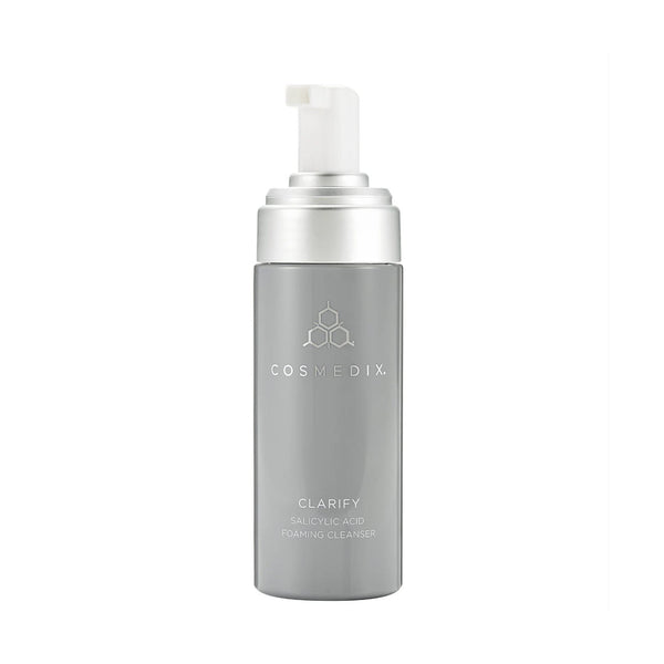 Cosmedix Clarify Salicylic Acid Foaming Cleanser 5.0 fl oz pump bottle shown against a white background