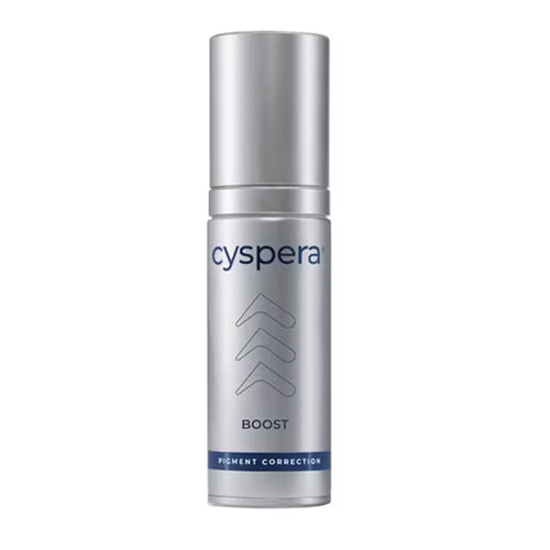 Cyspera Boost Radiance Brightening Booster Day & Night Cream 1.0 fl oz silver pigment correction bottle