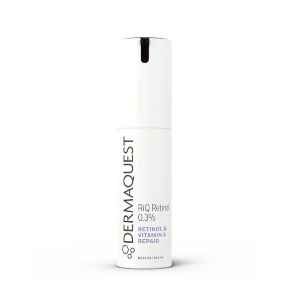 Dermaquest RiQ Retinol 0.3% 0.5 fl oz bottle, a gentle beginner retinol and vitamin A repair serum