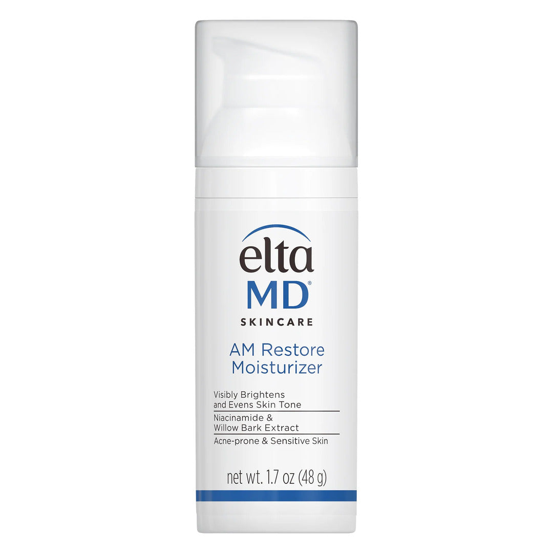 EltaMD AM Restore Moisturizer 1.7 oz – niacinamide and willow bark extract morning moisturizer in airless pump bottle that visibly brightens and evens skin tone for acne-prone and sensitive skin