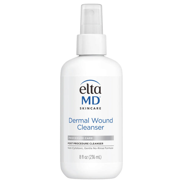 EltaMD Dermal Wound Cleanser 8 fl oz – post-procedure spray cleanser in white pump bottle with non-cytotoxic gentle no-rinse formula for safe wound cleansing after cosmetic and medical procedures