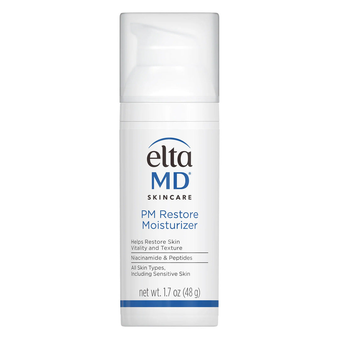 EltaMD PM Restore Moisturizer 1.7 oz – niacinamide and peptide night moisturizer in airless pump bottle that restores skin vitality and texture for all skin types including sensitive