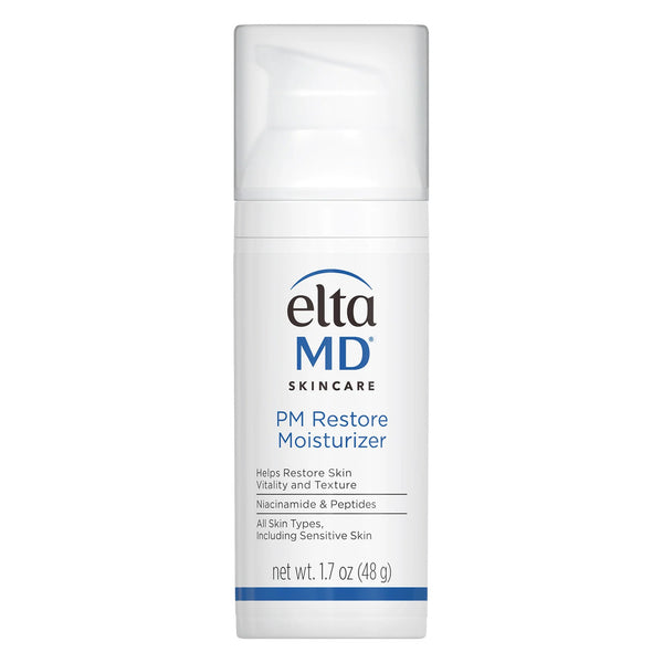 EltaMD PM Restore Moisturizer 1.7 oz – niacinamide and peptide night moisturizer in airless pump bottle that restores skin vitality and texture for all skin types including sensitive