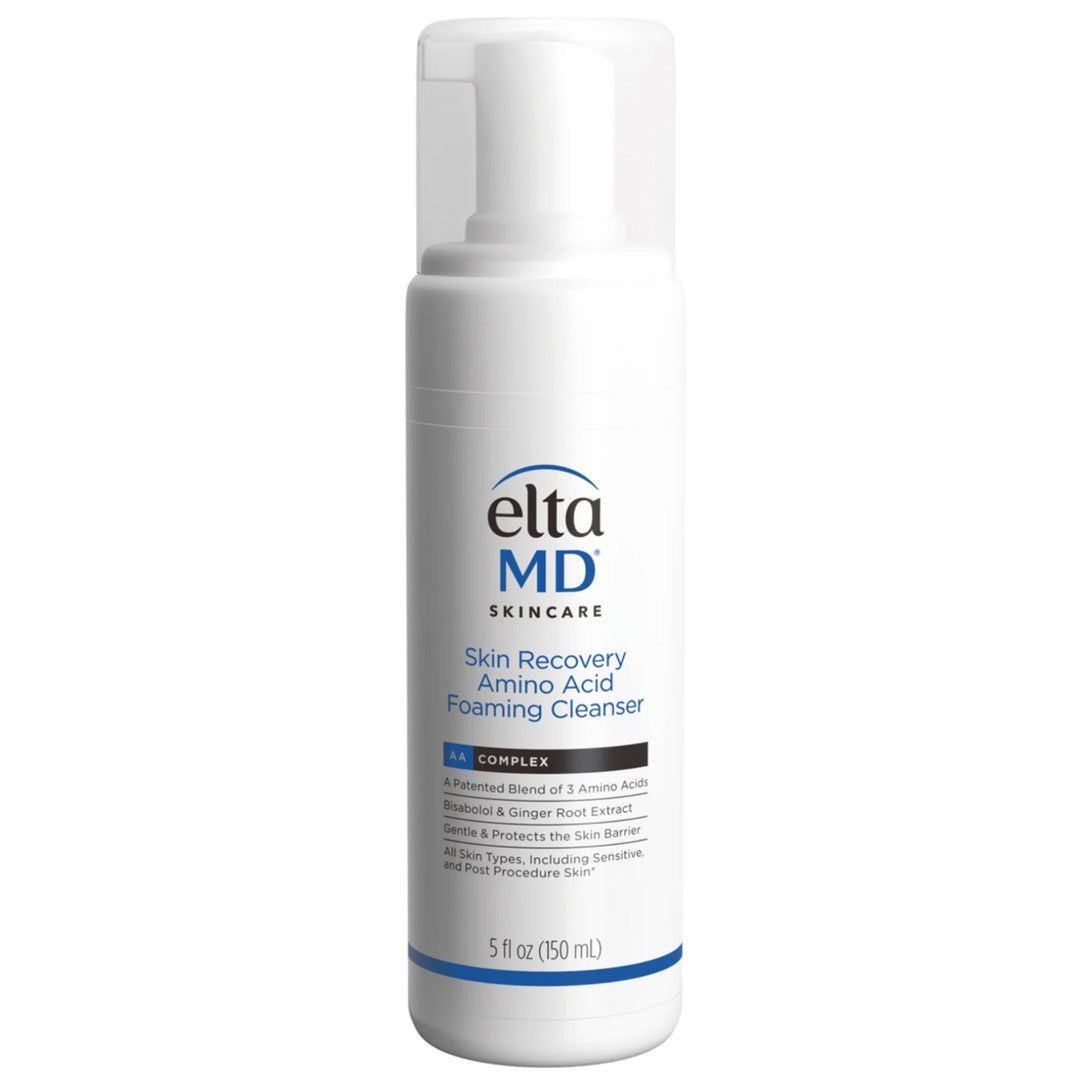 EltaMD Skin Recovery Amino Acid Foaming Cleanser 5 fl oz – AAComplex and bisabolol foaming cleanser in white pump bottle that gently protects the skin barrier for sensitive and post-procedure skin