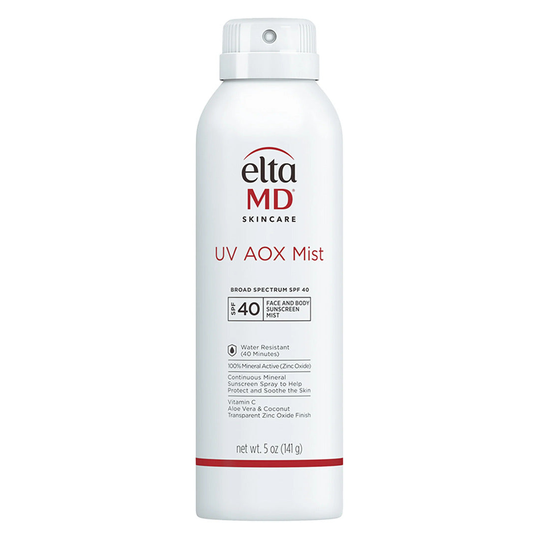 EltaMD UV AOX Mist Broad-Spectrum SPF 40 mineral face and body sunscreen spray can 5 oz