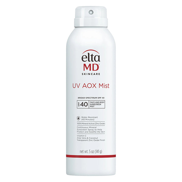 EltaMD UV AOX Mist Broad-Spectrum SPF 40 mineral face and body sunscreen spray can 5 oz