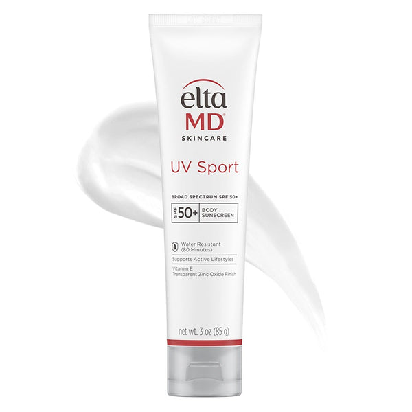 EltaMD UV Sport Broad-Spectrum SPF 50+ Body Sunscreen 3 oz – water-resistant mineral sunscreen with vitamin E and transparent zinc oxide finish that supports active lifestyles for 80 minutes