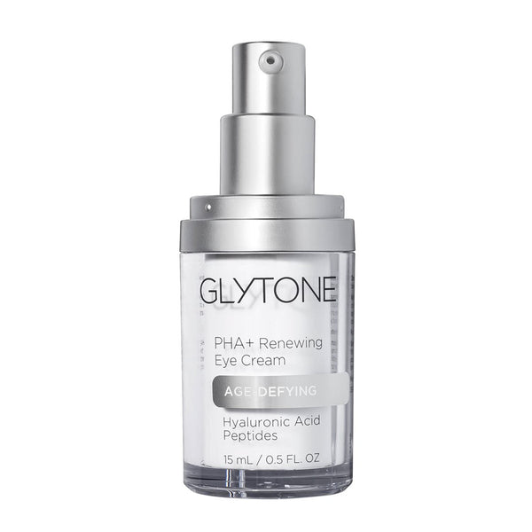 Glytone Age-Defying PHA+ Renewing Eye Cream 15ml with hyaluronic acid and peptides to smooth hydrate and brighten the delicate eye area