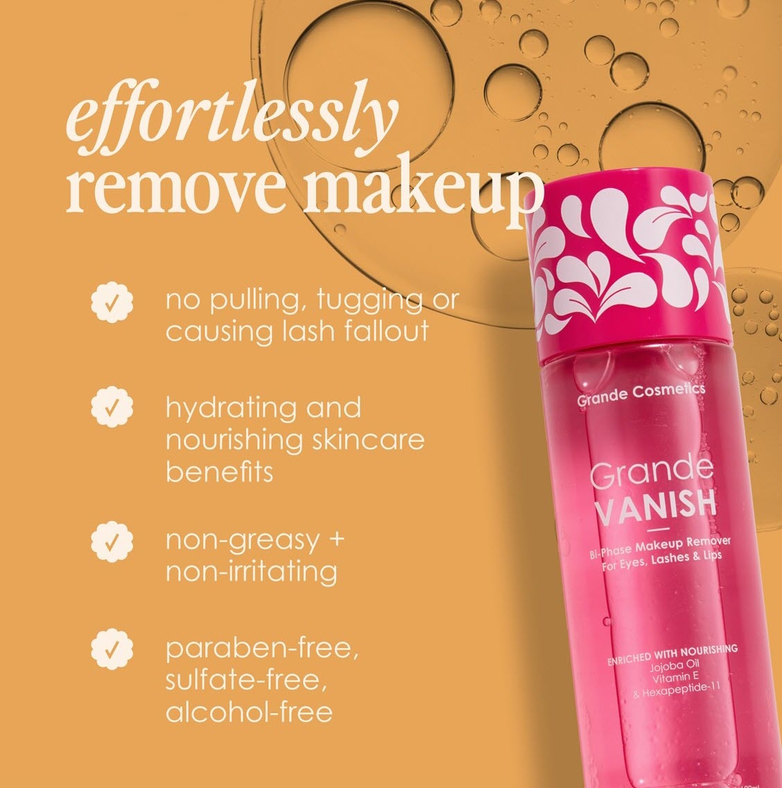 Grande Cosmetics® GrandeVANISH Bi-Phase Makeup Remover for Eyes, Lashes & Lips