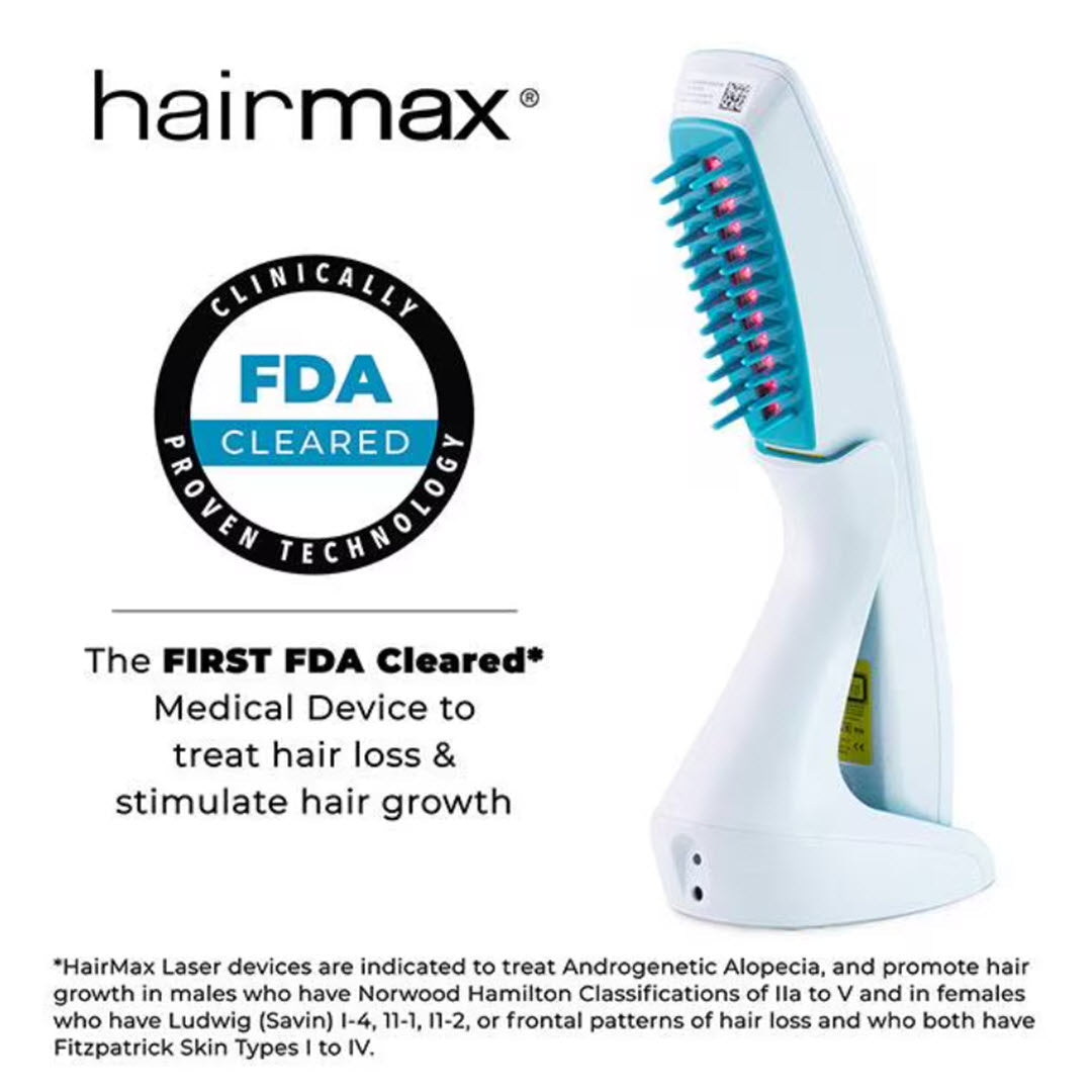 HairMax Ultima 12 Classic LaserComb FDA cleared the first medical device to treat hair loss and stimulate hair growth