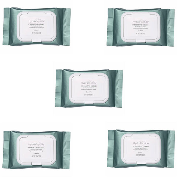 HydroPeptide® HydroActive Cleanse: Micellar Cleansing Cloths 5-Pack (5 x 30 Wipes)