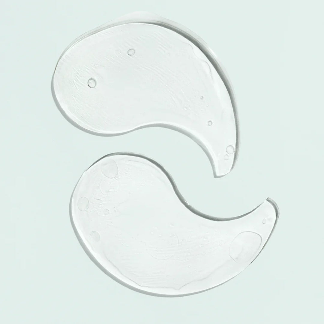 Image Skincare MD Restoring Eye Masks pair of translucent hydrogel under-eye patches shown from above demonstrating the crescent shape that conforms to the under-eye area