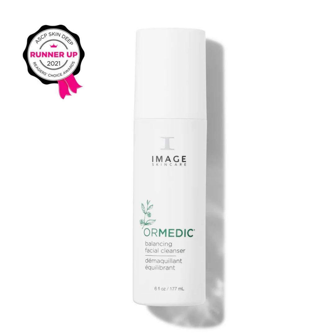 Image Skincare ORMEDIC Balancing Facial Cleanser 6 fl oz 177mL ASCP Skin Deep 2021 Reader's Choice Runner Up award-winning organic balancing facial cleanser that gently removes impurities without stripping