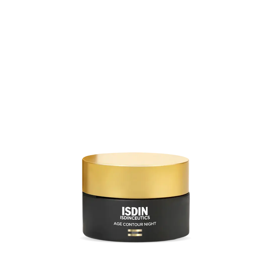 ISDIN Age Contour Night 1.81oz jar with gold lid and black base