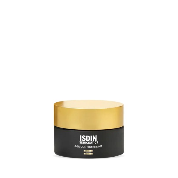 ISDIN Age Contour Night 1.81oz jar with gold lid and black base
