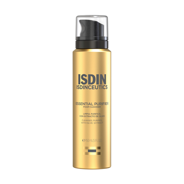 ISDIN Essential Purifier Foam Cleanser 5.1oz gold bottle with black pump