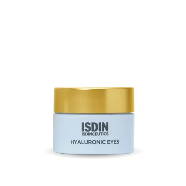 ISDIN Hyaluronic Eyes 15g jar with gold lid and metal applicator