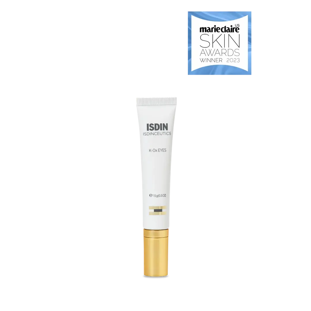 ISDIN K-Ox Eyes 0.5oz tube with gold applicator tip and Marie Claire Skin Awards Winner 2023 badge