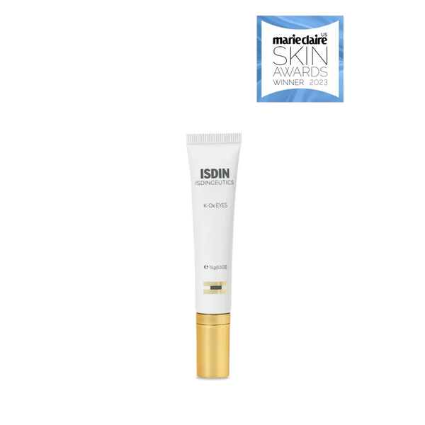 ISDIN K-Ox Eyes 0.5oz tube with gold applicator tip and Marie Claire Skin Awards Winner 2023 badge