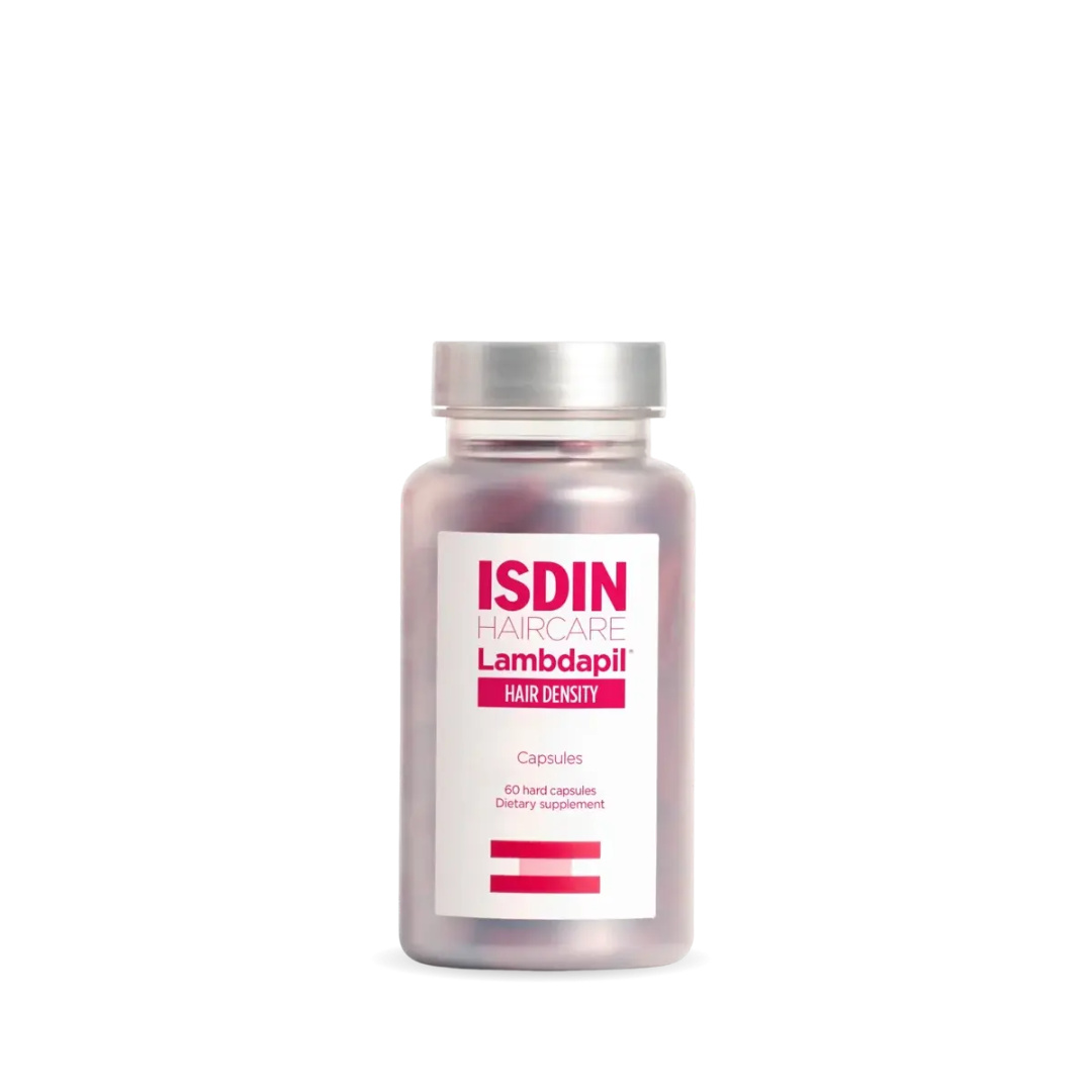 ISDIN Lambdapil Hair Density Capsules 60 count bottle with silver cap