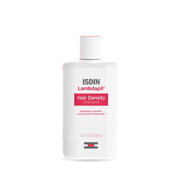 ISDIN Lambdapil Hair Density Shampoo 6.7fl oz white bottle with pink label