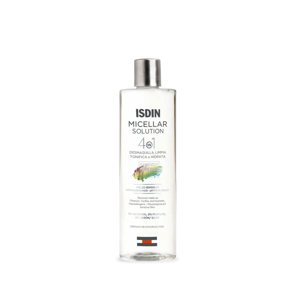 ISDIN Micellar Solution 4 in 1 400mL bottle with silver cap