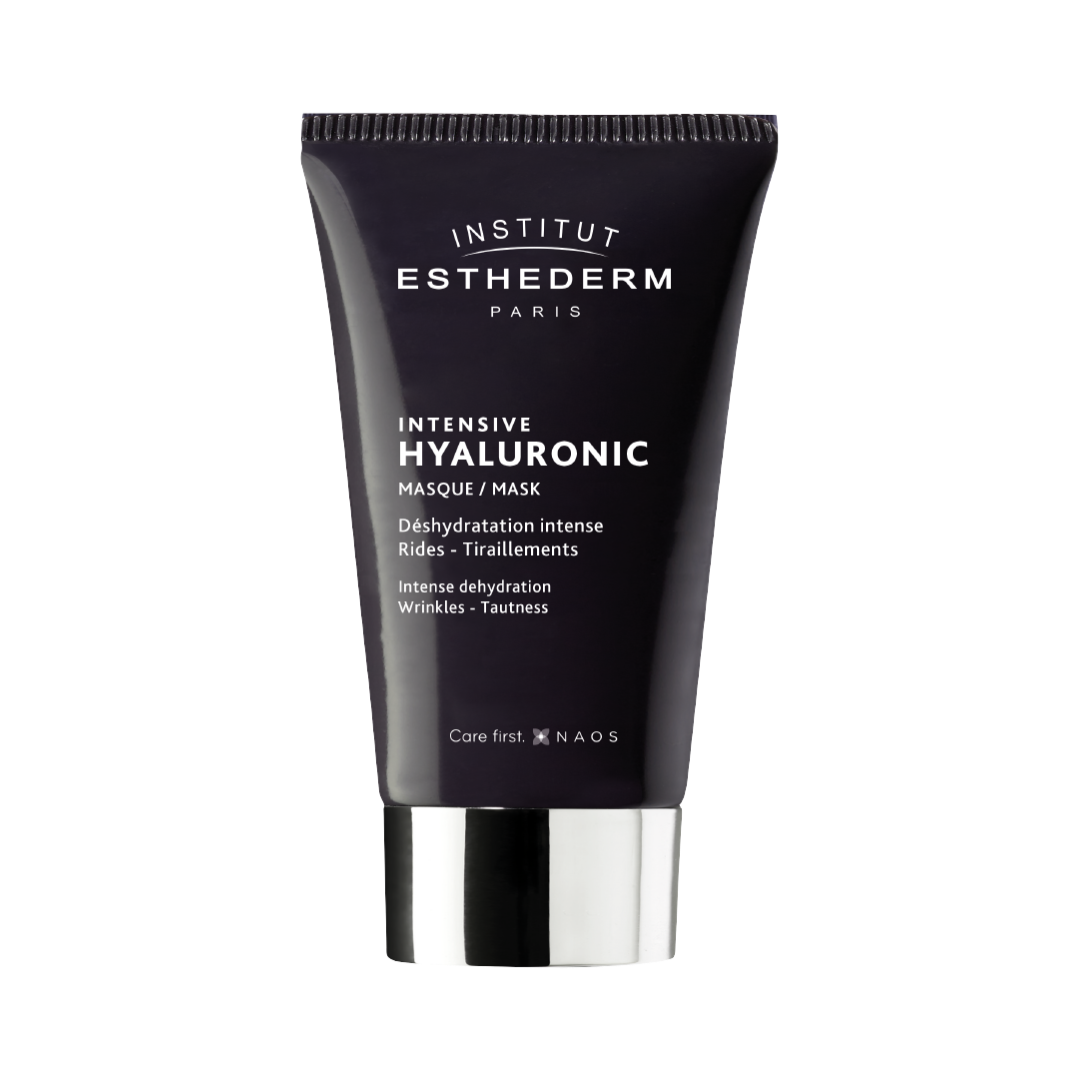 Institut Esthederm Intensive Hyaluronic Mask tube shown against a white background, for intense dehydration, wrinkles and tautness