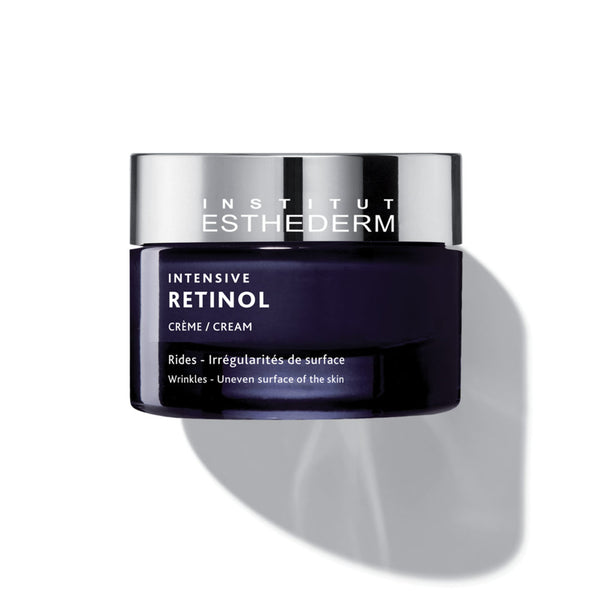 Institut Esthederm Intensive Retinol Cream jar shown against a white background, for wrinkles and uneven surface of the skin