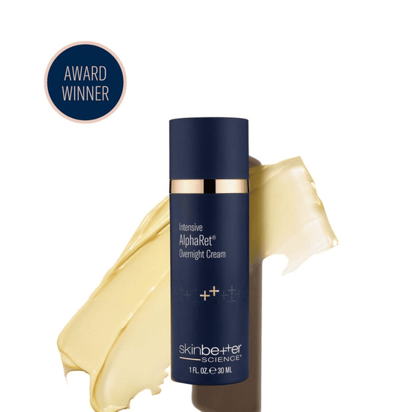 skinbetter science Intensive AlphaRet Overnight Cream 1 fl oz 30ml award-winning anti-aging night cream with cream texture swatch
