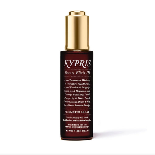 KYPRIS Beauty Elixir III Prismatic Array Gentle Moisturizing Face Oil 47ml amber dropper bottle with gold cap