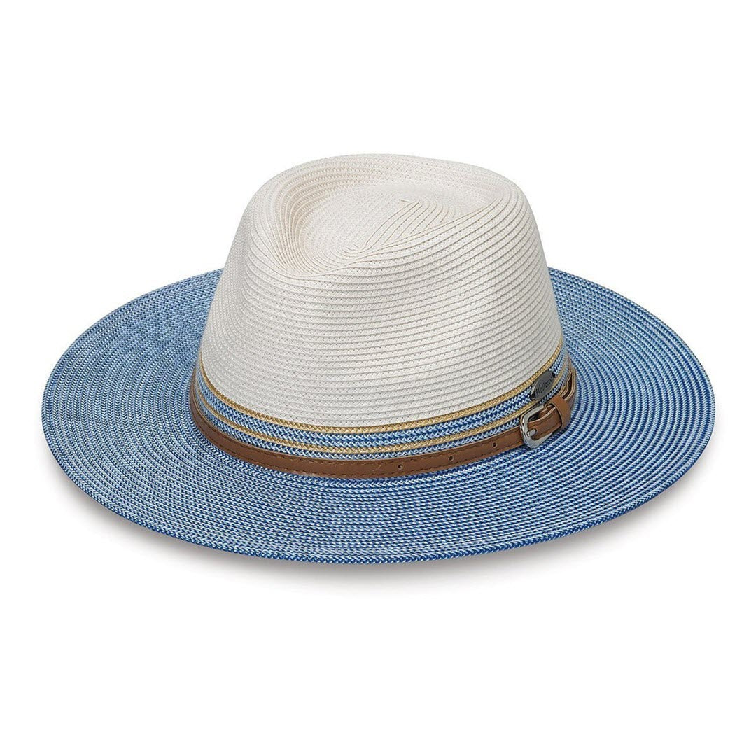 Wallaroo Hat Company® Women's Kristy Fedora - Ivory/Ice Blue M (58cm)