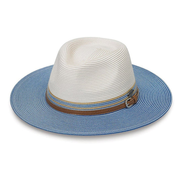 Wallaroo Hat Company® Women's Kristy Fedora - Ivory/Ice Blue M (58cm)