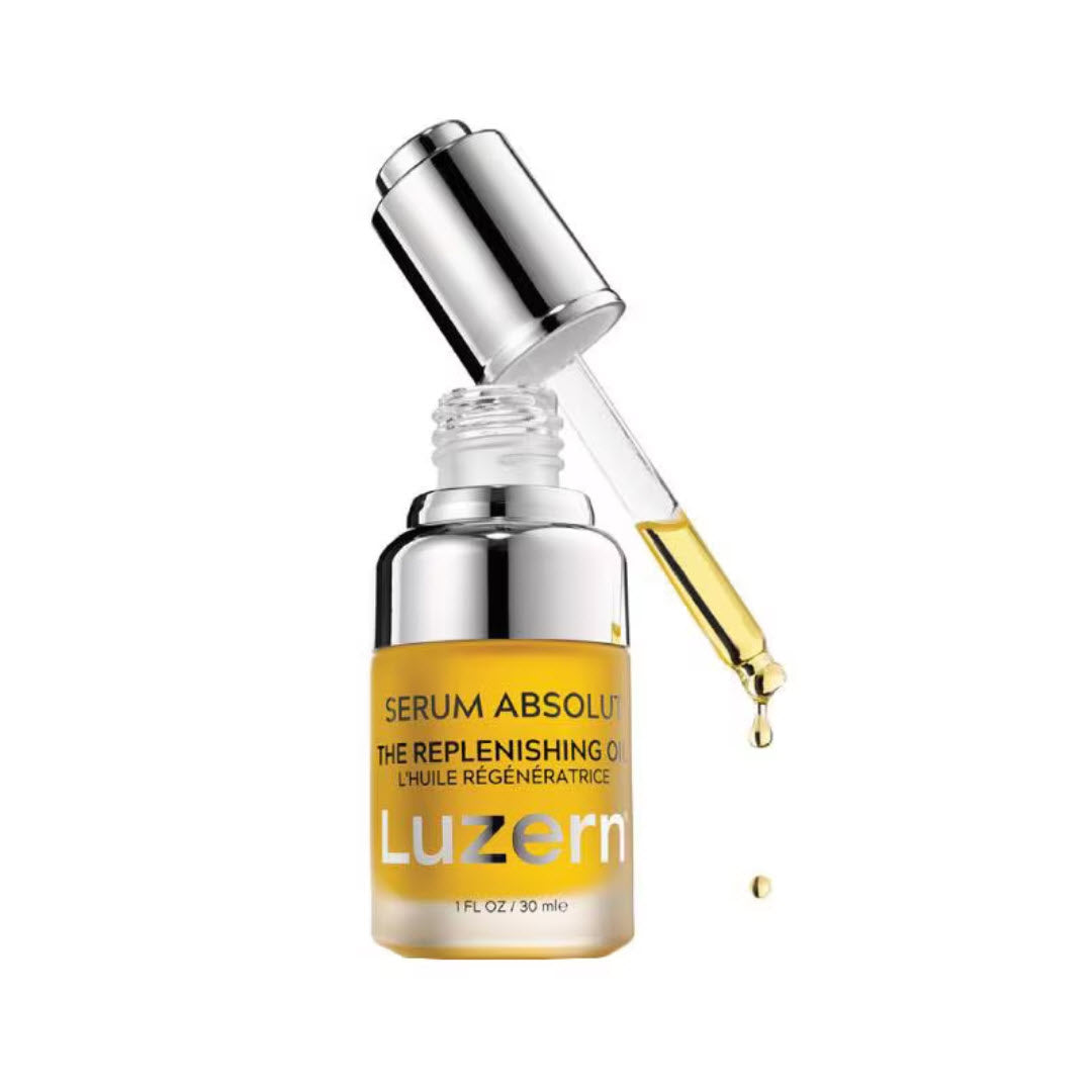 Luzern Serum Absolut The Replenishing Oil dropper bottle with dropper resting on top, 1 fl oz